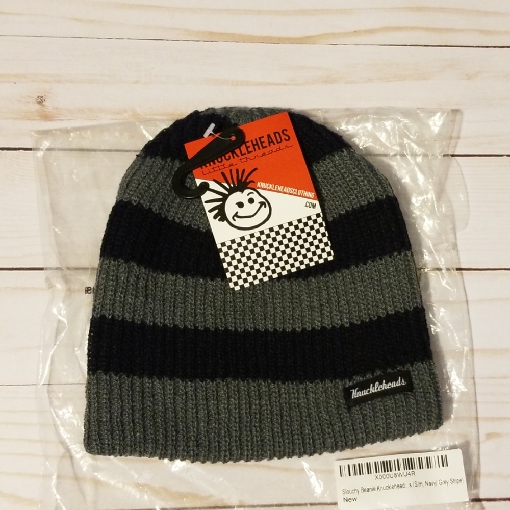 Knuckleheads hat grey and navy striped